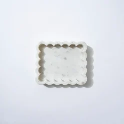 Marble Rectangle Ribbed Catchall White Marle