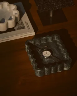 Marble Rectangle Ribbed Catchall Emerald