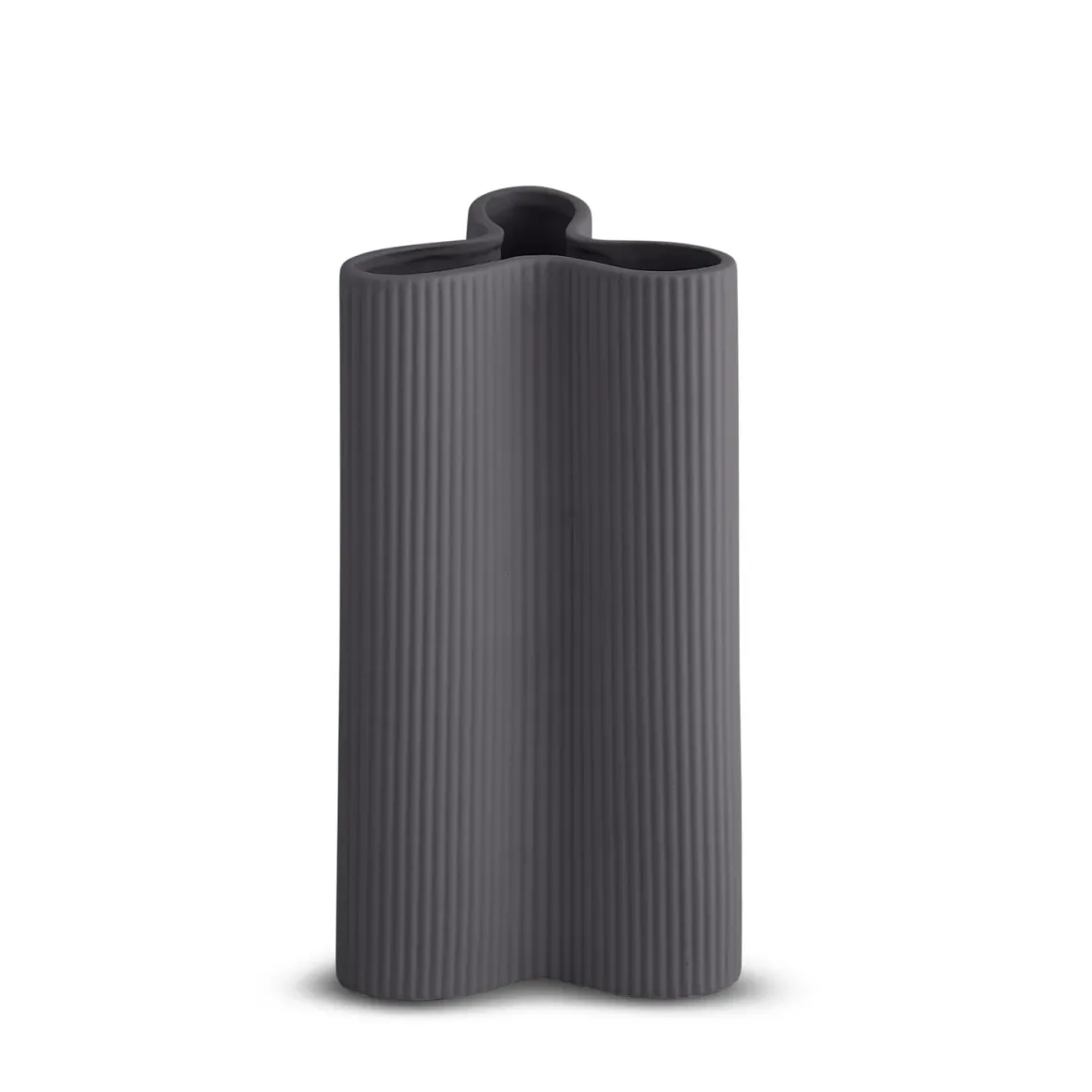 Ribbed Petal Vase Charcoal (L)