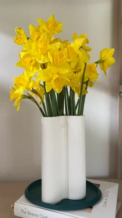 Ribbed Petal Vase Snow (L)